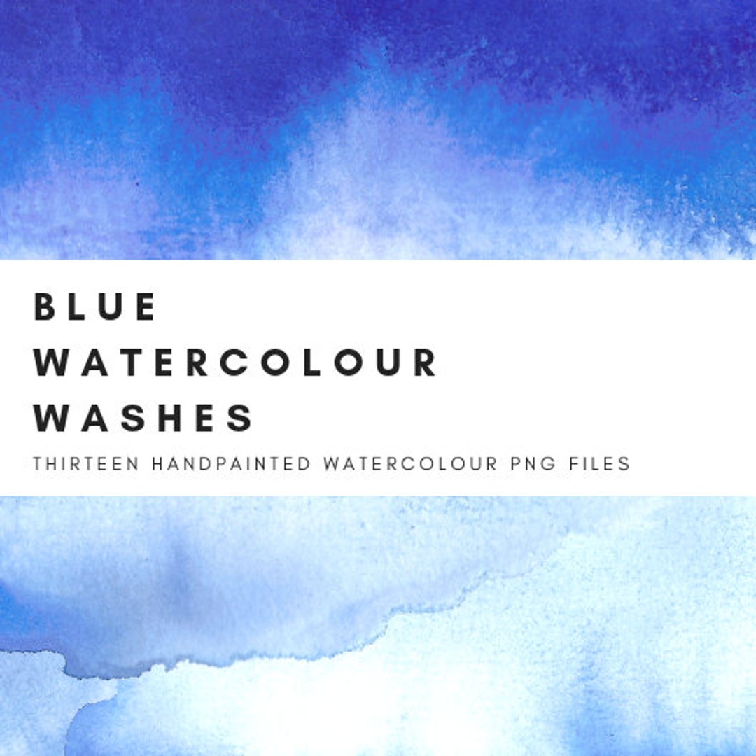 Blue Green Watercolor Wash Clip Art Brush Strokes Backgrounds Digital ...