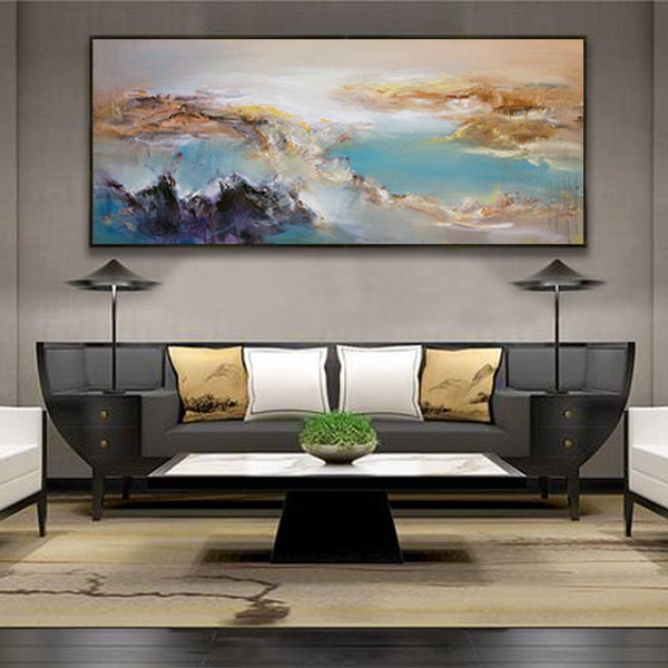 Abstract Painting, Art, Original painting, extra large wall art, Landscape oil painting blue painting, large canvas art, paintings on canvas