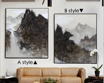Abstract Painting, Contemporary Art, Hand Painted Large painting, extra large wall art, Landscape, black white, large canvas art. wall art