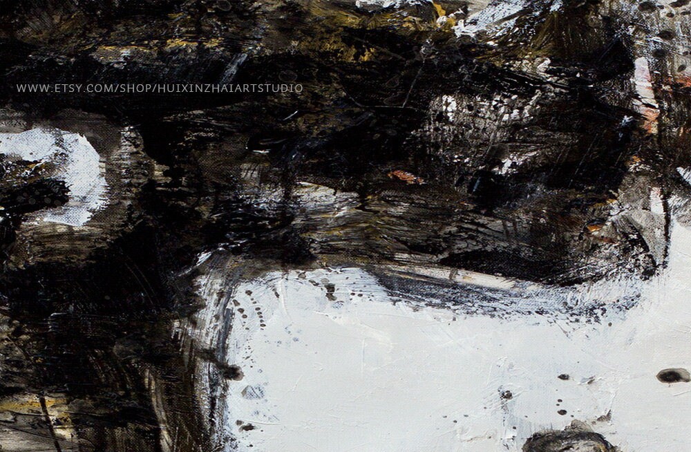 Abstract Oil Painting Black White Oil Painting Geometric Etsy