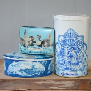 Dutch Tins SET / tins from the Netherlands / Collectables, vintage / Delft blue