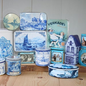 Dutch Tins SET / tins from the Netherlands / collectables, vintage and new / Delft blue