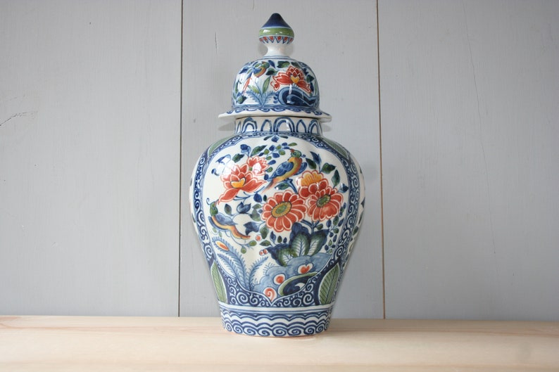 Makkum Royal Tichelaar Vase With Lid Handpainted Polychrome Etsy