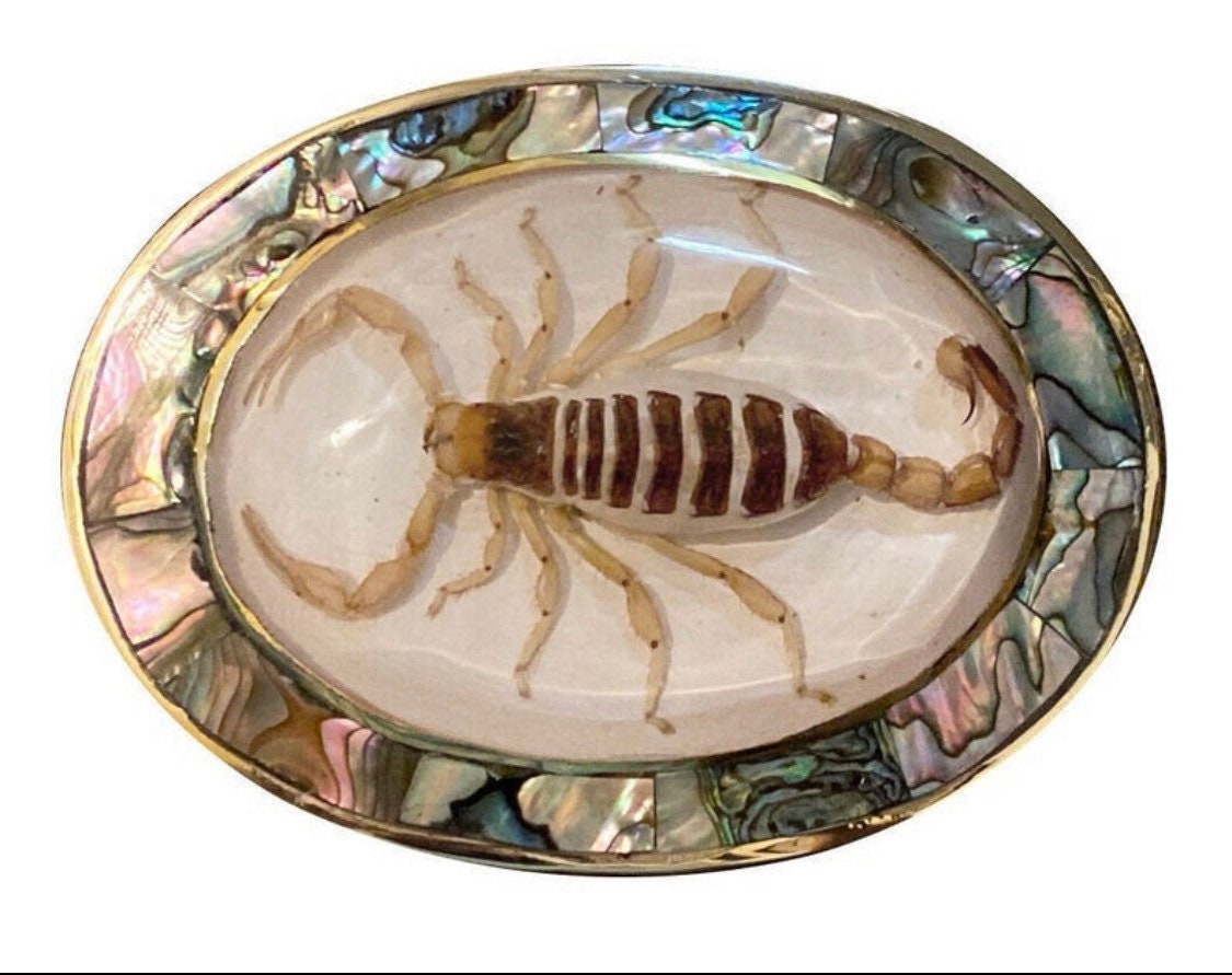 Vintage Abalone Shell Hippy Style Handmade Belt Buckle Oval