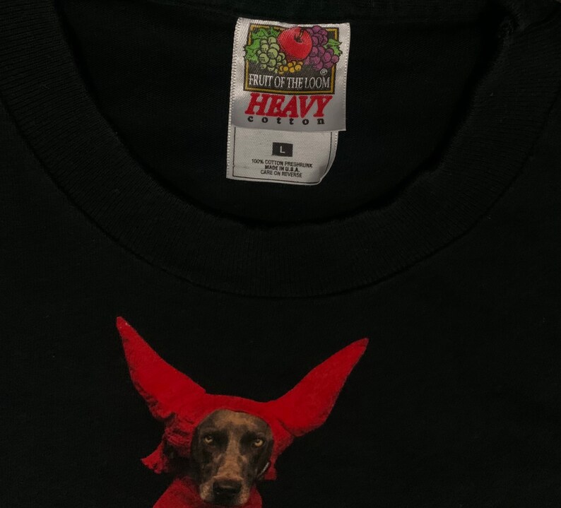 Rare Design Vintage Art William Wegman Devil Dog T-shirt 1995s
