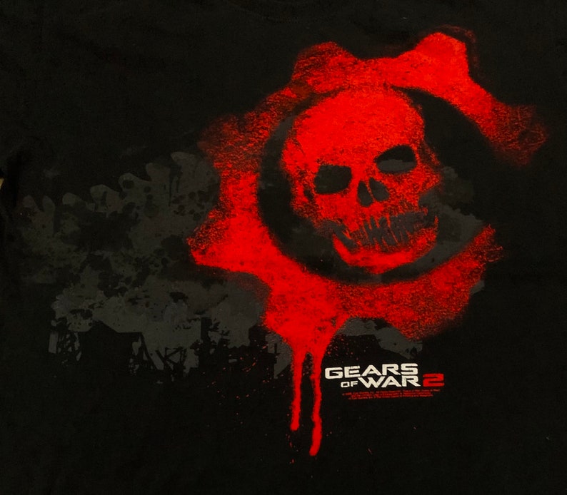 Rare Design Vintage Video Game Gears Of War 2 T-shirt 2000s