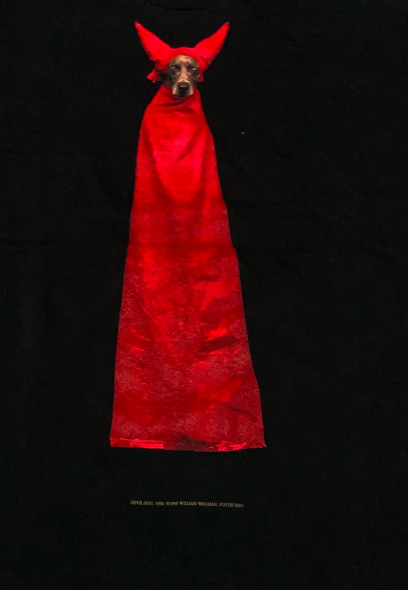 Rare Design Vintage Art William Wegman Devil Dog T-shirt 1995s