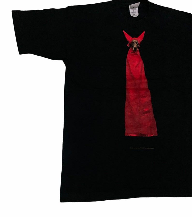 Rare Design Vintage Art William Wegman Devil Dog T-shirt 1995s