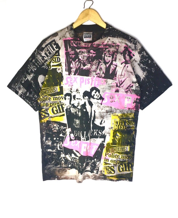 Rare Design Band Sex Pistols Full Print Acid Wash