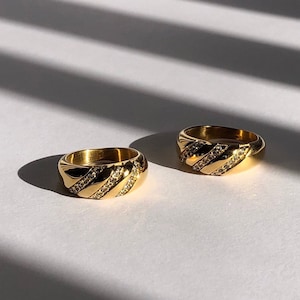 Crystal Dome Ring, Dome Ring, Statement Ring, Gold Ring, Bold Ring, Crystal Ring, 18k Gold Plated | Suradesires