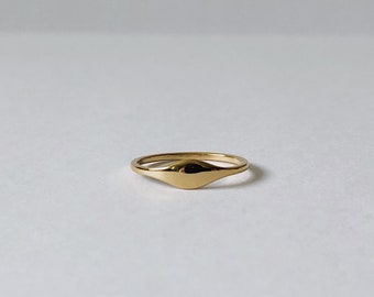 18k Gold Plated Signet Ring, Mini Signet Ring, Signet Ring, Gold Ring, Statement Ring | Suradesires