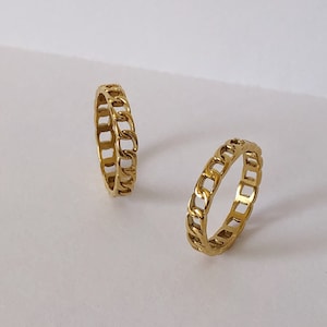 Gold Cuban Chain Ring, Cuban Link Ring, Cuban Ring, Chain Ring | Suradesires