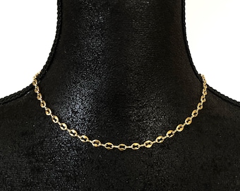 Coffee Bean Link Chain, Coffee Bean Chain, Link Chain Necklace, Anchor Link Chain, Gold Link Necklace, Gold chain | Suradesires
