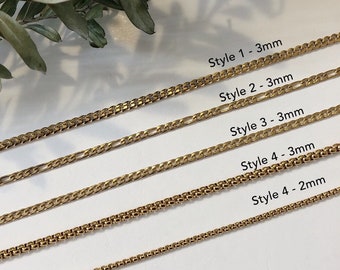 18k Gold plated chain necklaces, Stainless steel Antitarnish chain, layering necklaces, Figaro chain, cuban link, Gold chain | Suradesires