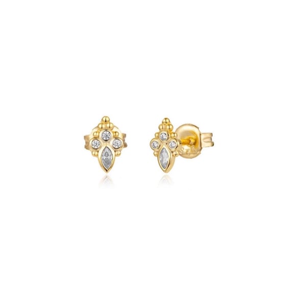 18Kゴールドメッキスターリングシルバークリスタルスタッドピアス 