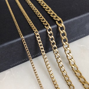 Cuban Link Necklace, 4.5mm/6mm/7.5mm, Cuban Chain, 18k Gold Plated Cuban Necklace, Gold Chain Necklace, Cuban Link Chain | Suradesires