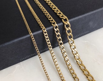 Cuban Link Necklace, 4.5mm/6mm/7.5mm, Cuban Chain, 18k Gold Plated Cuban Necklace, Gold Chain Necklace, Cuban Link Chain | Suradesires