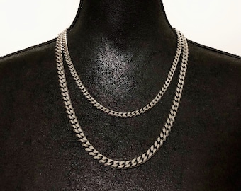 Silver Cuban chain necklace, 6mm/8mm, Layering necklaces, Cuban link, Necklaces for Men, Silver chain | Suradesires