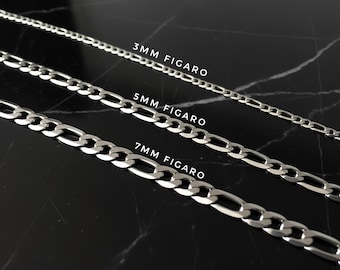 Silver chain necklaces, Stainless steel Antitarnish chain, layering necklaces, Silver Figaro chain | Suradesires