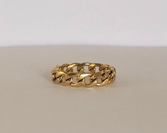 Gold Chain Ring, Cuban Link Ring, Thick Chain Ring, Bold Chain Ring | Suradesires