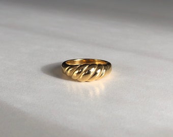 18k Gold Plated Croissant Ring, Silver Croissant Ring, Statement Ring, Gold Ring, French Ring | Suradesires