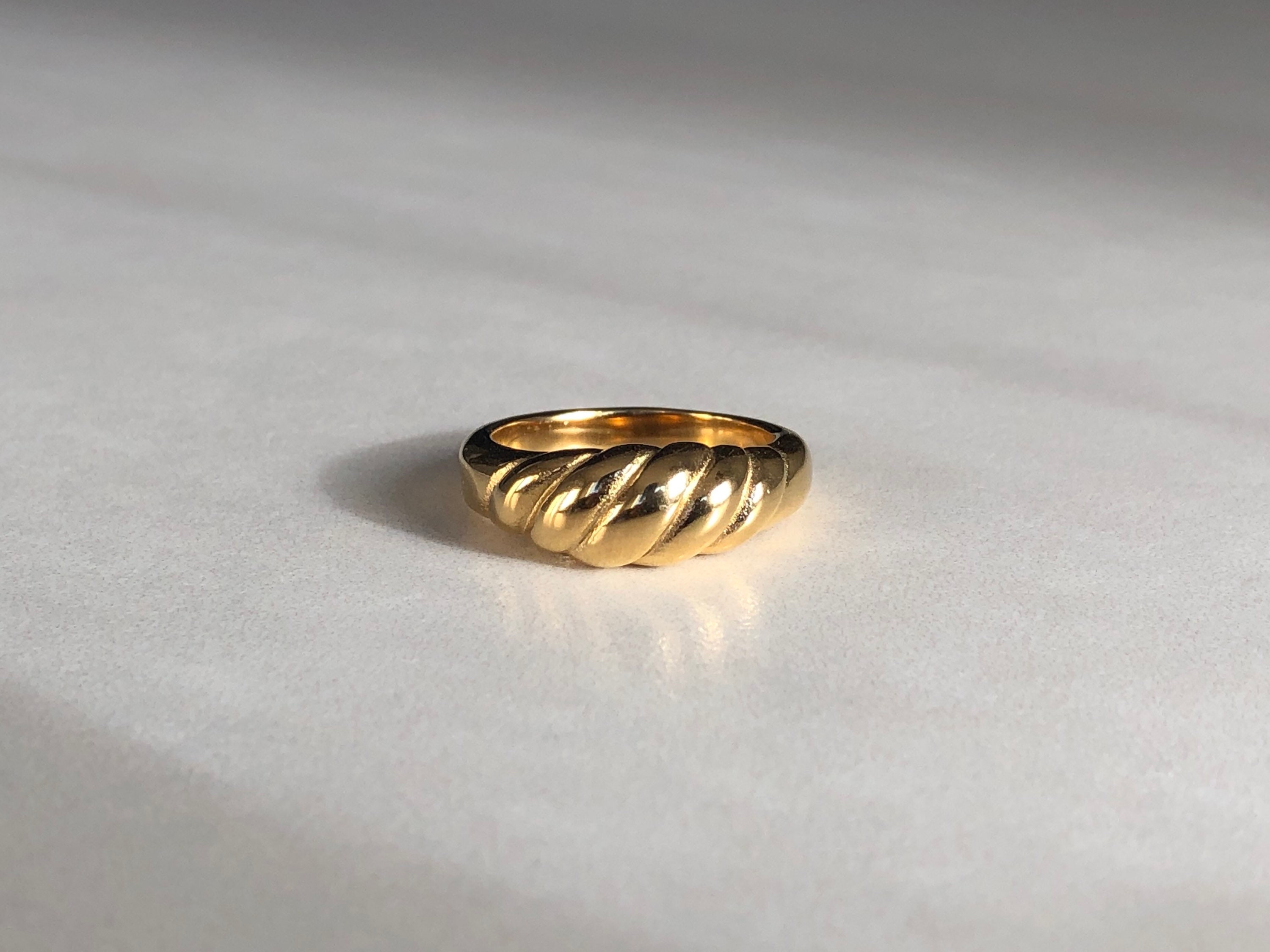 18k Gold Plated Croissant Ring, Silver Croissant Ring, Statement