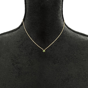 Solitaire Necklace, Green Cubic Zirconia Necklace, CZ Diamond Solitaire, Crystal Necklace, Small Diamond Pendant Necklace | Suradesires