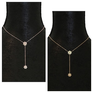 Dainty Daisy Y Drop Necklace, Lariat Necklace, Solitare pendant, Lariat chain, Crystal Necklace, Crystal pendant  | Suradesires