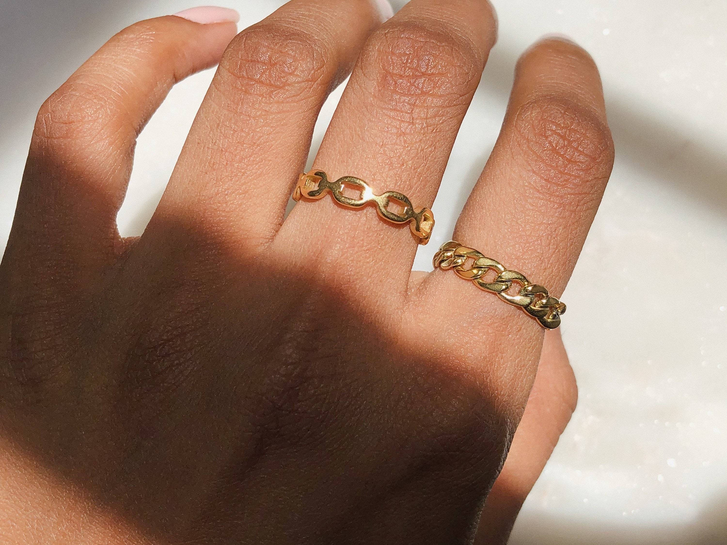 Gold Chain Ring Cuban Link Ring Thick Chain Ring Bold Chain | Etsy ...