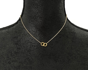 18k Gold Eternity Link Pendant Necklace, Circle Link Necklace, Eternity Necklace, Gold Link chain, Love Link Necklace | Suradesires