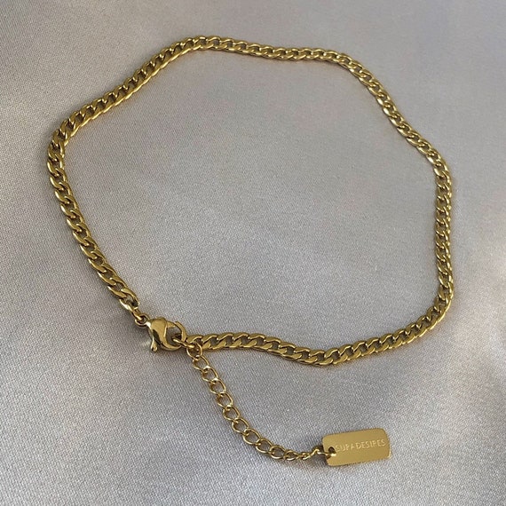 Gold Anklet Chain Bracelet Cuban Chain 