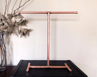 Copper Jewellery Stand, Copper Pipe Jewellery display, Jewellery T-bar stand, Necklace Stand | Suradesires