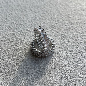 Baguette ring, Eternity Ring, Eternity Band, Silver Crystal Ring, Emerald Cut, Diamond Band, Pave Diamond Ring, Statement Ring | Suradesires
