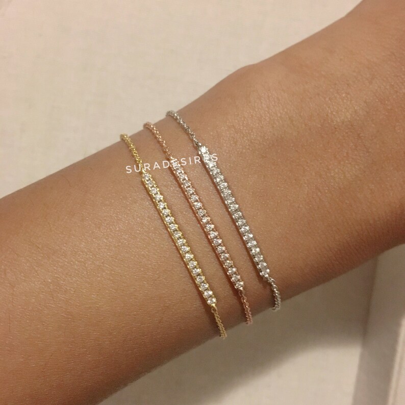 Crystal Bracelet Skinny Crystal Bar Bracelet Suradesires Skinny Bar Bracelet Bridesmaid Gift Bar Bracelet Danity Crystal Bar Bracelet