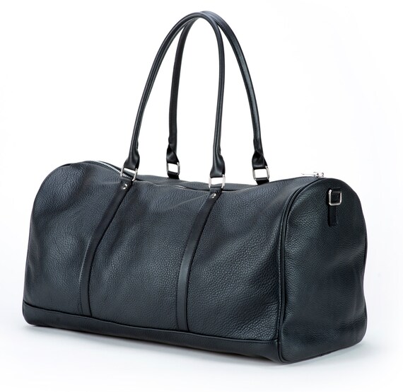 black leather holdall womens