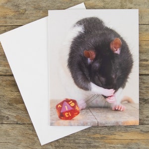 Lustige Ratte D&D Grußkarte - "Another 1?! Hoffe, dein Glück ist besser als meins!"
