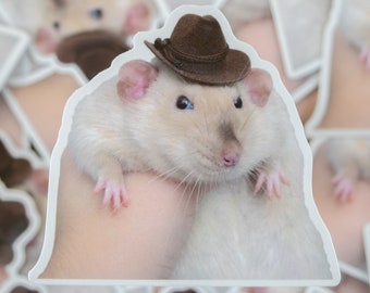 Yeehaw Cowboy Rat Meme Sticker Pet Rat Gifts Rat Mom Rat Dad