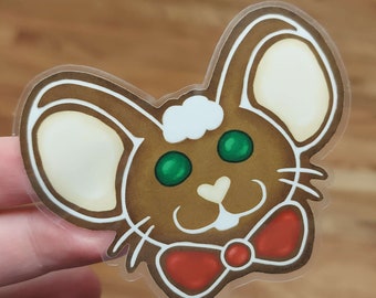 3" Gingerbread Rat Cookie Sticker | Pet Rat Gifts | Rat Mom | Rat Dad | Small Animal Lover | Rat Owner | Christmas | Cute Mouse | Holiday