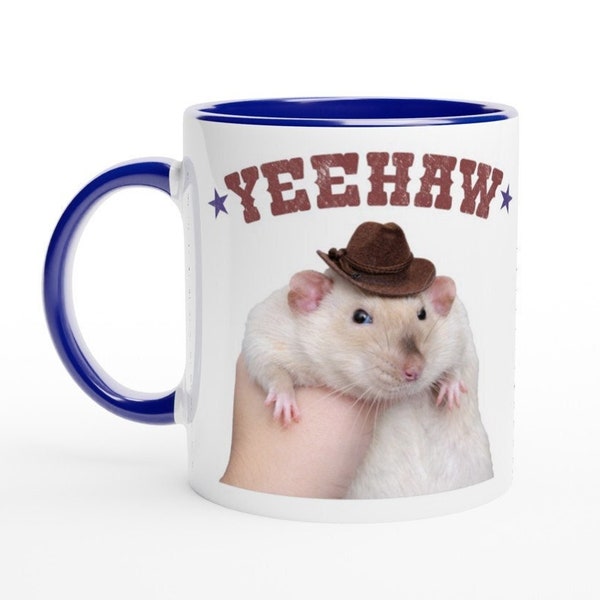 Yeehaw Cowboy Rat Meme 11oz Coffee Mug | Pet Rat Gifts | Rat Mom | Rat Dad | Small Animal Lover | Rat Owner |  Funny | Cute Mouse | Tea Mugs