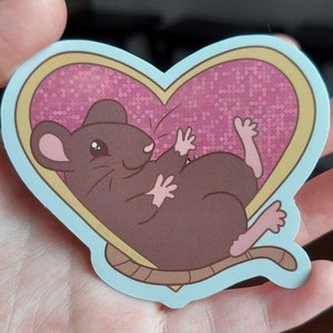3&quot; Heart Rat Valentine Sticker