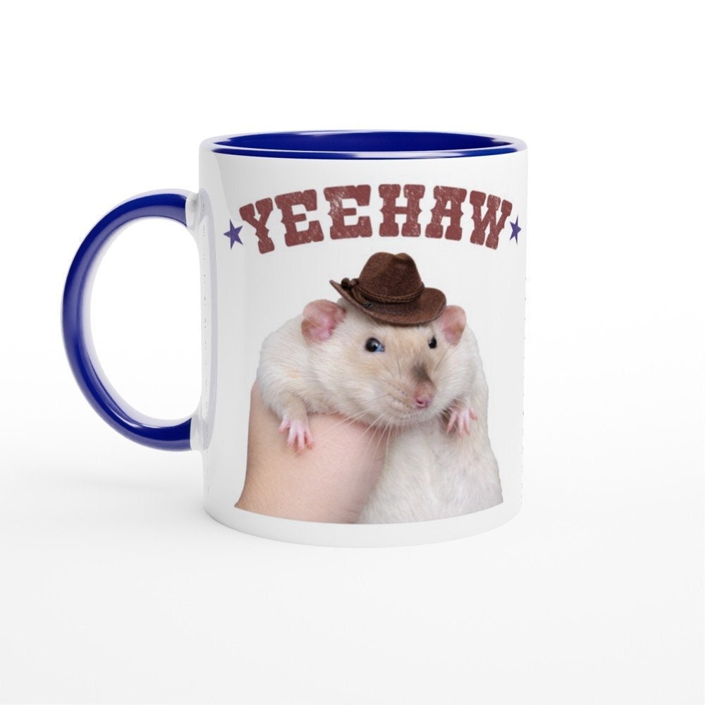Yeehaw Cowboy Rat Meme 11oz Coffee Mug Pet Rat Gifts