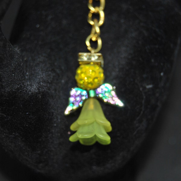 Shamballa Guardian Angel Keyring en jaune et or. Fait à la main au Royaume-Uni