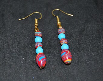 Multicoloured Earrings made with Handmade beads.