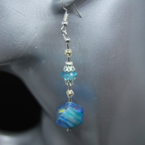 Long Bead Earrings with Swarovski Crystals & Silver Filligree. Handmade in UK image 2