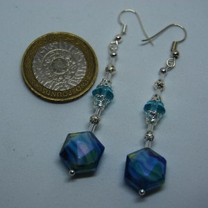 Long Bead Earrings with Swarovski Crystals & Silver Filligree. Handmade in UK image 7