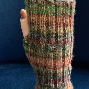 Ladies Handknit Striped Wool Wrist Warmers. Different lengths. Handknit in the UK.