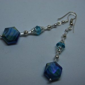 Long Bead Earrings with Swarovski Crystals & Silver Filligree. Handmade in UK image 8