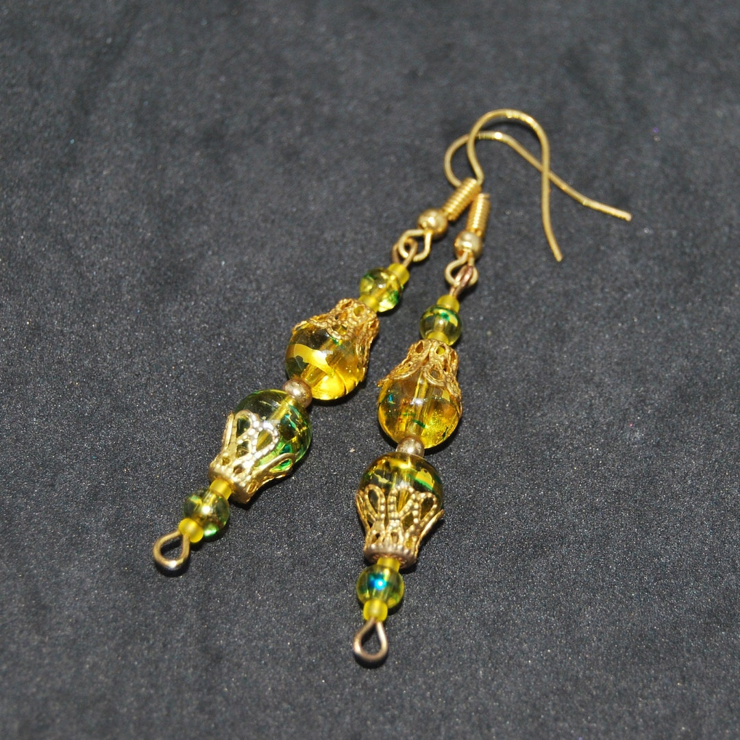 Boucles D'oreilles Clous Argenté Style Art Déco Avec CZ Vert Et Perle - Neuf Sans Emballage