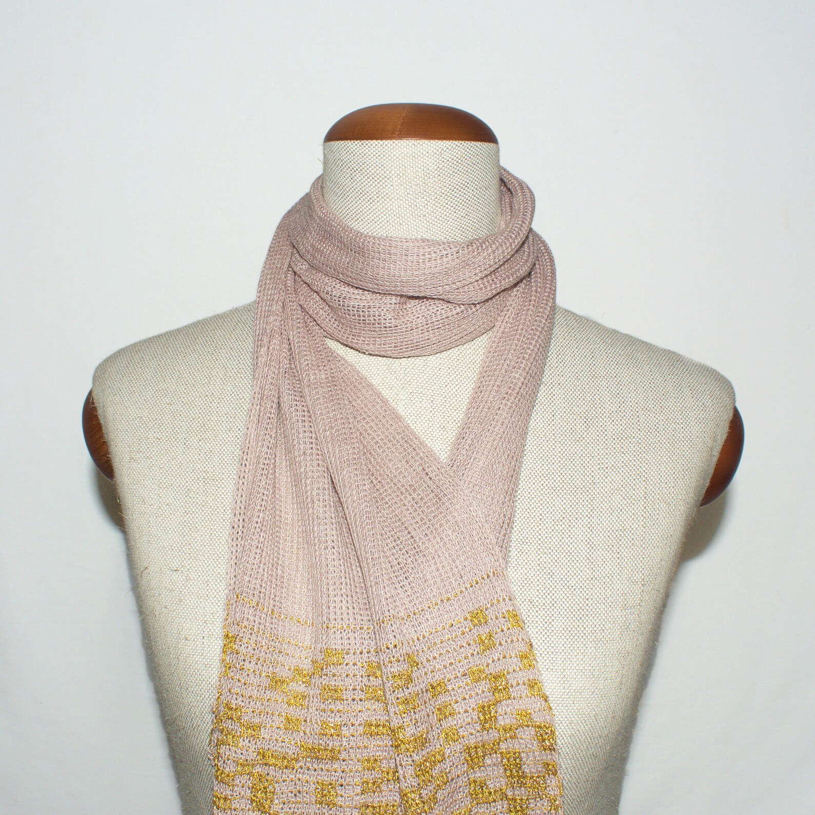 Pink Knitted Scarf Cotton Knit Scarf With Gradations Knit Etsy