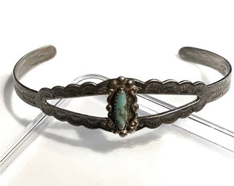 Old Pawn Navajo Royston Turquoise Silver Cuff